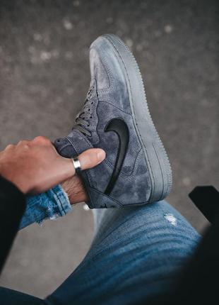 Кроссовки зимние, кросівки зимові nike air force high grey3 фото