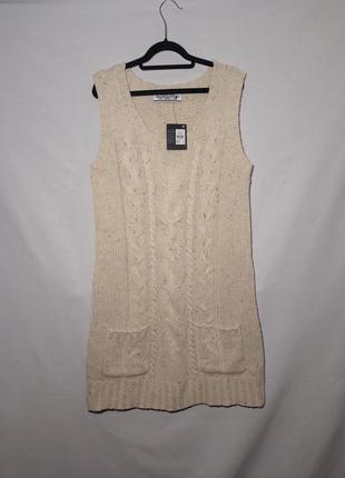 Теплое вязаное платье туника жилет кофта свитер1 фото