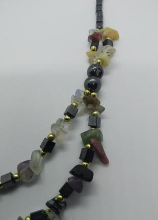 Ожерелье с натуральным камнем и гематитом3 фото