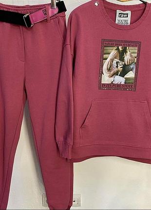 Теплый стильный костюм на флисе, люкс качество, raw.