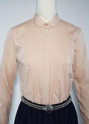 Блузка "akac ecou" хлопковая бледно-розовая со складками впереди (франция).2 фото