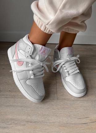 Кроссовки jordan 1 retro custom light grey/smoke white кросівки