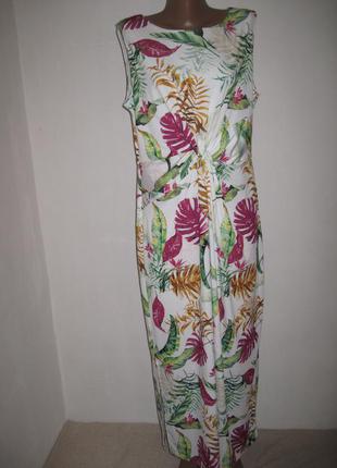 Длинное нарядное трикотажное платье принт листья kaleidoscope р-р18