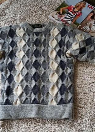 Джемпер свитер объемный вязка сотами супер теплый шерстяной