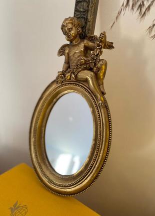 Зеркало в винтажном стиле ангел из полирезина из германии 29 см1 фото