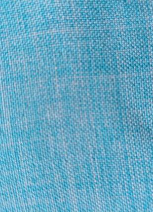 Яркая льняная светло-бирюзовая  блузка с поясом5 фото