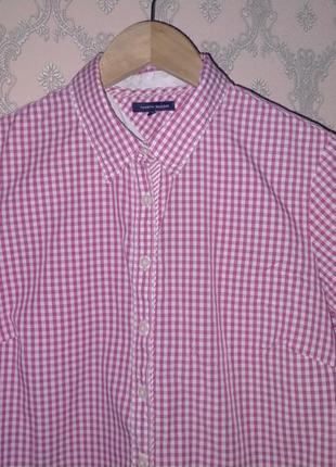 Женская рубашка в клетку розовая tommy hilfiger2 фото