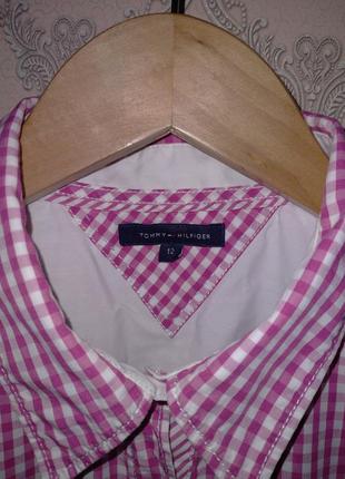 Женская рубашка в клетку розовая tommy hilfiger4 фото