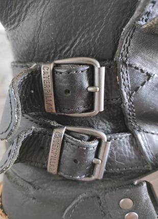 Черевики чоботи, півчобітки бренд caterpillar😺, шкіра, чорний,38,373 фото