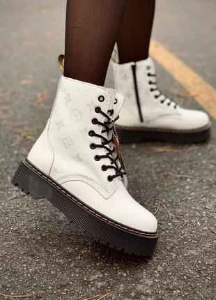 Ботинки женские доктор мартэнс dr. martens x louis vuitton white fur