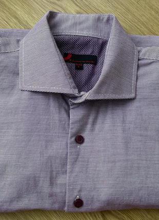 Рубашка мужская хлопок в бордовую полоску dressman l