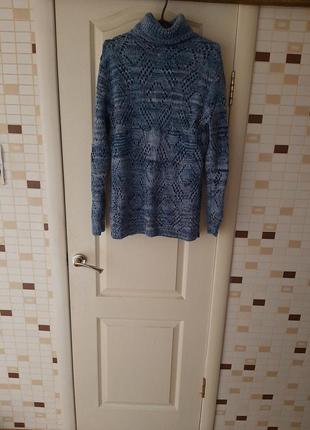 Вязаный меланжевый ажурный свитер2 фото