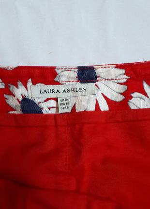 Брендовая красная юбка а -силуэта в белую ромашку laura ashley(размер 38)6 фото