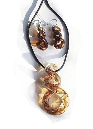 🏵️набір біжутерії підвіска та кульчики, новий! арт. 9879