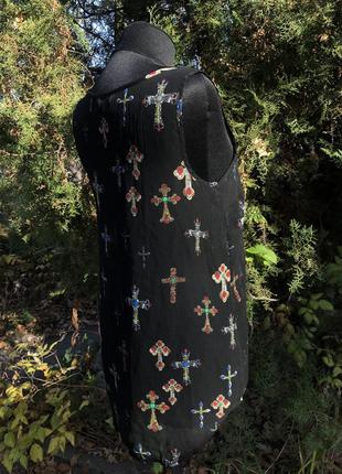 Блуза напівпрозора в хрестах в стилі подовжена принт ошатна2 фото