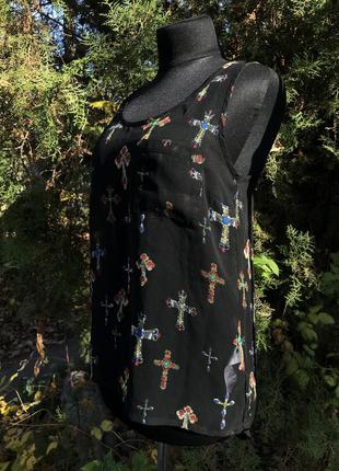 Блуза напівпрозора в хрестах в стилі подовжена принт ошатна3 фото