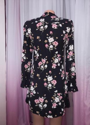 Винтажная рубашка блуза туника в цветочный принт3 фото