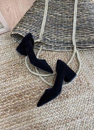 Эксклюзивные туфли лодочки итальянская замша черные