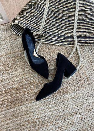 Эксклюзивные туфли лодочки итальянская замша черные
