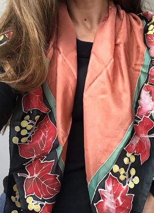 Шелковый платок в осеней тематике, батик1 фото