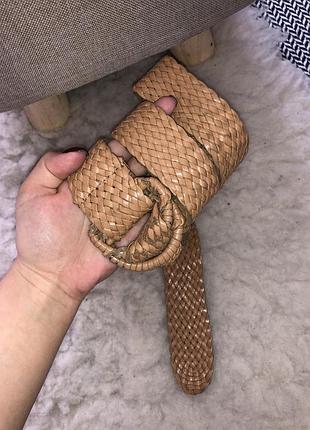 Плетёный натуральный кожаный ремень пояс кожа