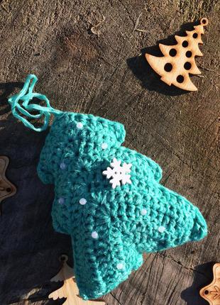 Новогодний декор вязаная елка новогодняя игрушка ручной работы