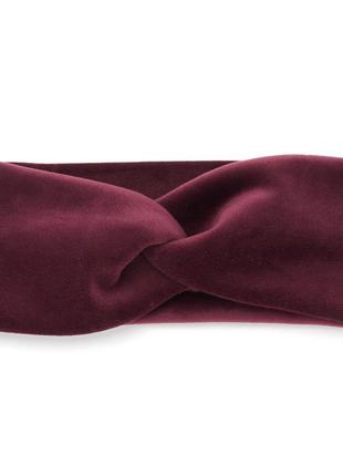 Повязка-чалма на голову утепленная из велюровой ткани бордовая