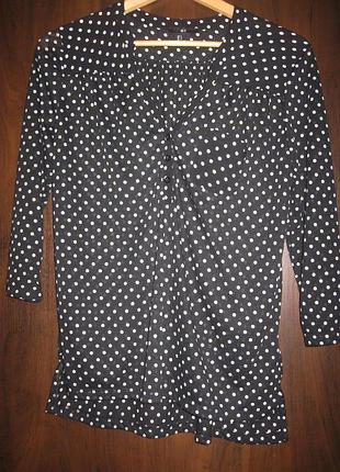 Блуза бавовна трикотаж в горошок чорна