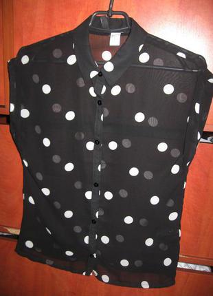 Блуза в горошек черно-белая