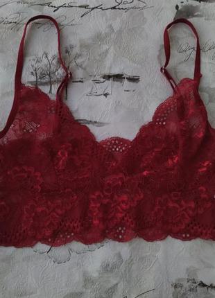 Бордовый кружевной бюстгальтер-топ
