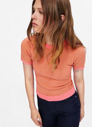 Топ zara вязаный розовый бежевый неоновый