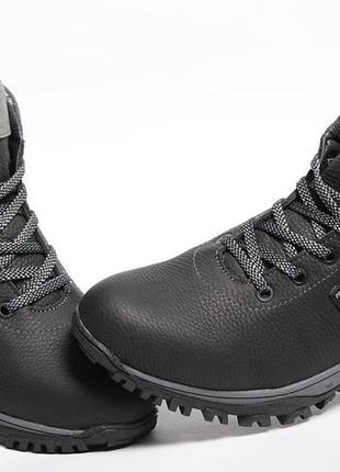 Кроссовки кожаные зимние на меху timberland black-grey5 фото