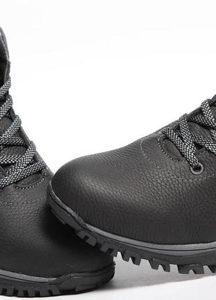 Кроссовки кожаные зимние на меху timberland black-grey6 фото