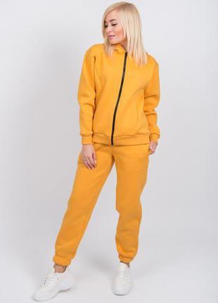 Спортивний костюм теплий жіночий гірчиця2 фото