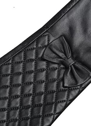 Длинные женские чёрные перчатки из экокожи - s (длина 40см, средний палец 8-9см)