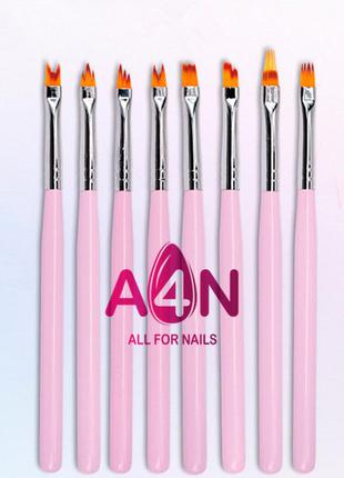 Набор из 8 кистей для омбре и градиента ногтей - дизайнерские кисточки для рисования и декора