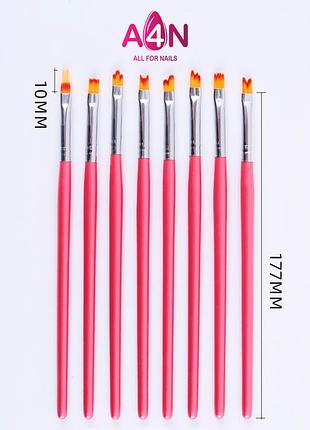 Набор из 8 кистей для омбре и градиента ногтей - дизайнерские кисточки для рисования и декора