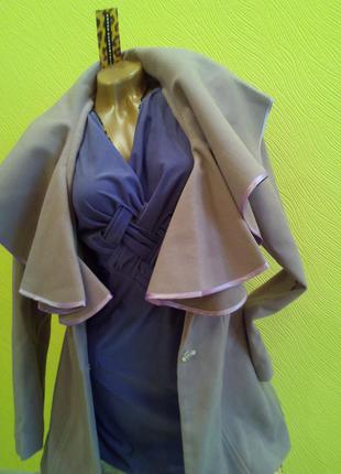 Красивое кашемировое пальто с воротом цвет сирень s, l1 фото