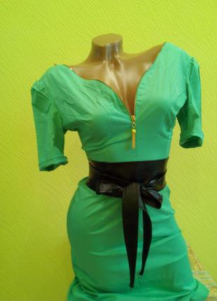 Стильное и красивое бирюзовое платье с молниями 44, 46