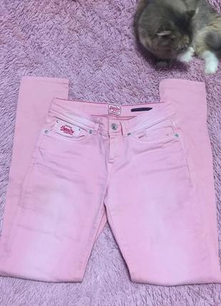 Vintage superdry w27/l32 рожеві джинси1 фото
