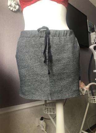 Сіра котонова спідниця на гумці tezenis з кишенями