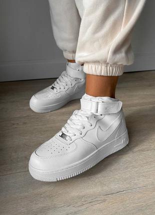 Кроссовки кожаные air force 1 high white, хайтопы, кросовки мужские или женские, наложенный платёж