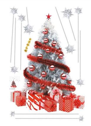 Новорічна силіконова наклейка "новорічна ялинка" - 90*60см1 фото