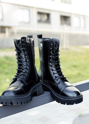 ❄️boot tractor black fur logo❄️ботинки чёрные женские зимние с мехом, жіночі зимові ботинки