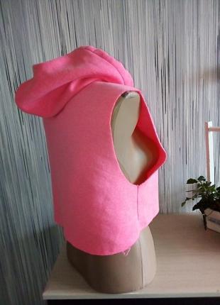 Неоновый ярко-розовый укороченный худи с капюшоном8 фото