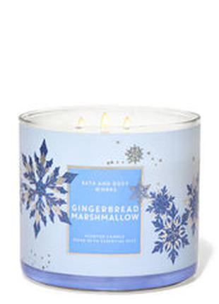 Трехфитильная свеча ароматизированная bath & body works - gingerbread marshmallow