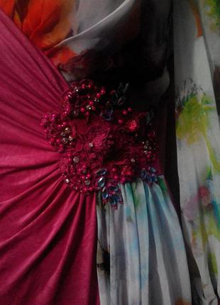 Красивое вечернее платье. рукав из шифона. розовое.6 фото