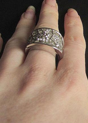 🏵️шикарное объёмное ювелирное кольцо с кристаллами, 17 р., новое! арт. 1493 фото