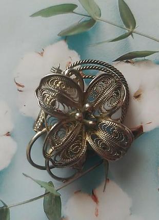 Брошь винтажная скань