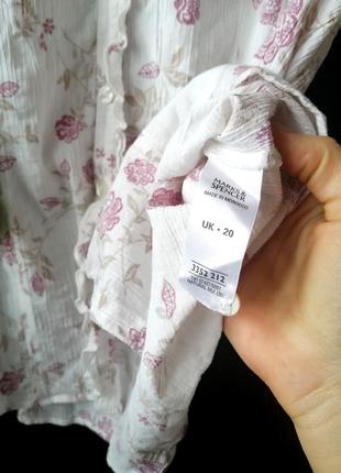 Красивая рубашка блуза цветы. фактурная ткань. хлопок. marks&spencer5 фото